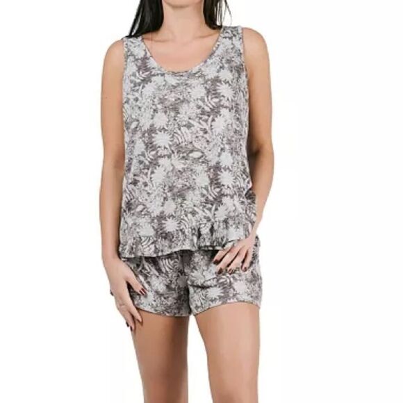 Tahari Sleeveless Ruffle Tank & Short Pajama Set - Picture 2 of 9